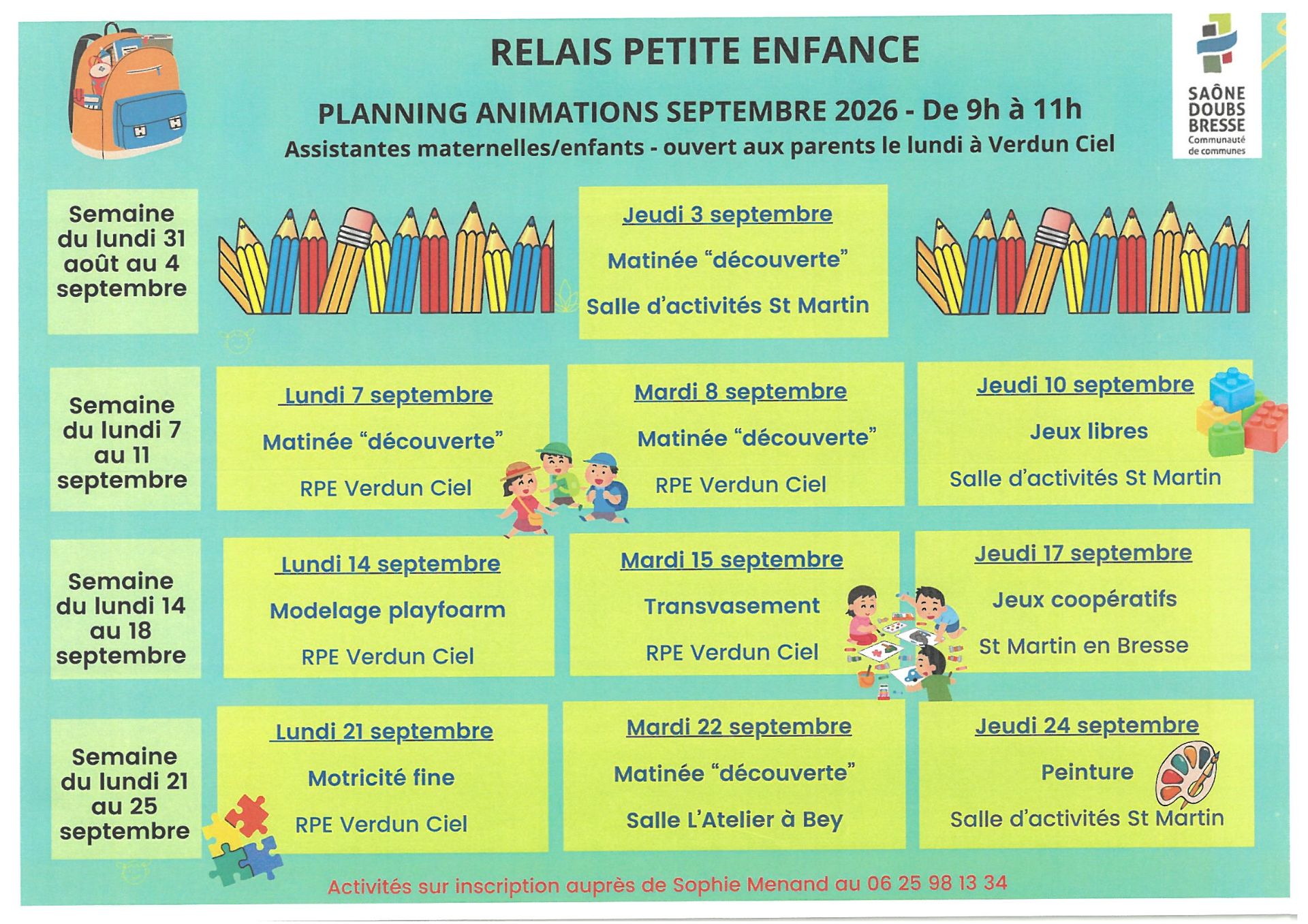 Planning de septembre 2026
