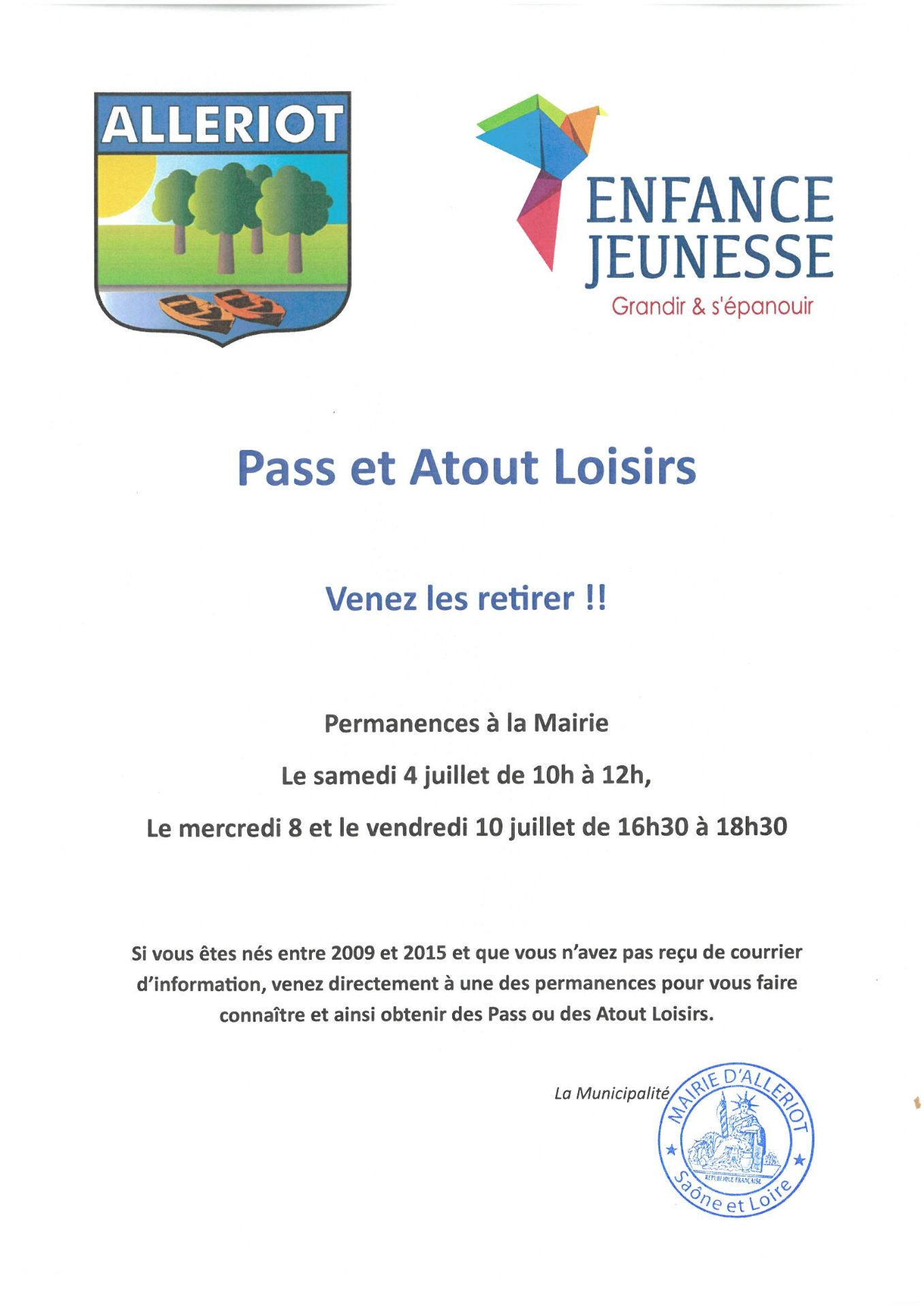 Permanences Atout et Pass Loisirs